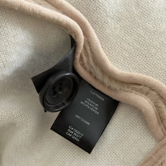 Anthropologie Cream Teddy Faux Fur Jacket Small - Picture 5 of 6